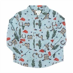Blue Rooster Boy Rodeo Western Adventure Button-Down Cotton Shirt 4T